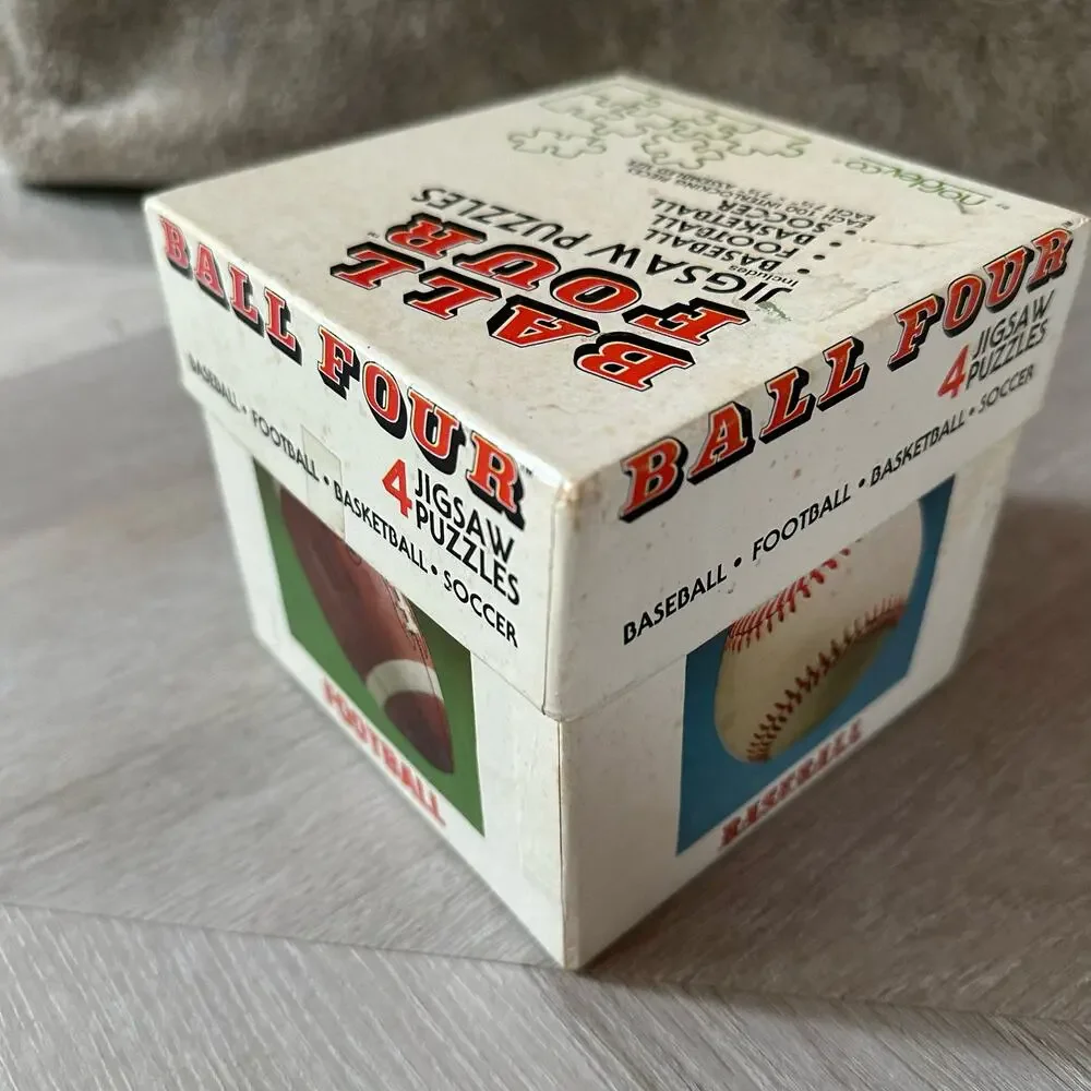 Ball Four Jigsaw Puzzles Nordevco Baseball Football Basketball Soccer Vintage